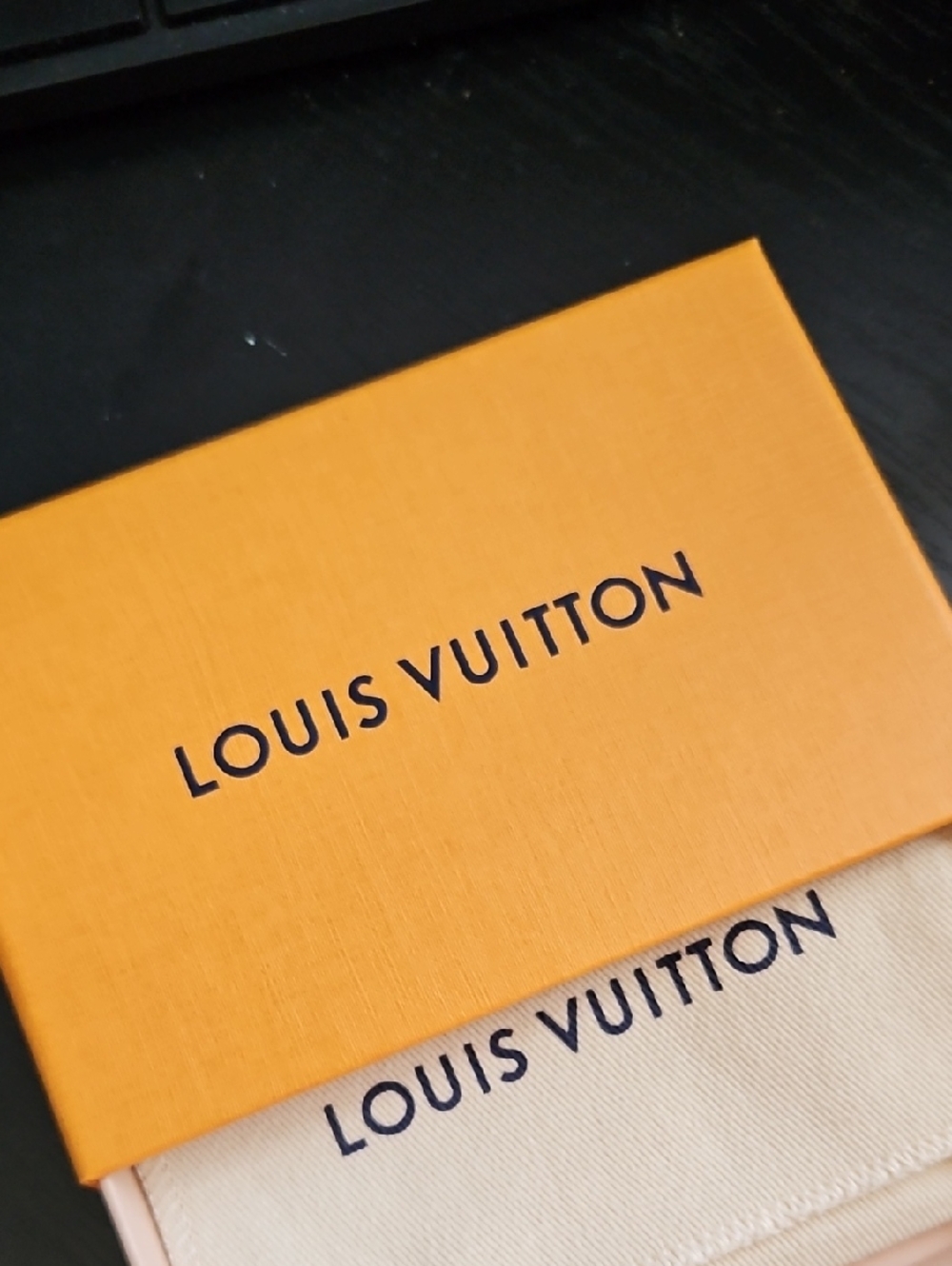 Louis Vuitton Orange Box with Navy Logo For Card Holder